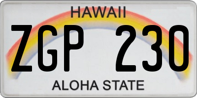 HI license plate ZGP230