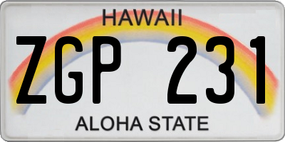 HI license plate ZGP231