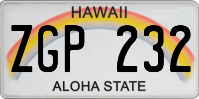 HI license plate ZGP232