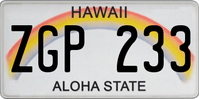 HI license plate ZGP233