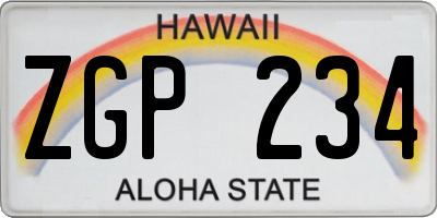 HI license plate ZGP234
