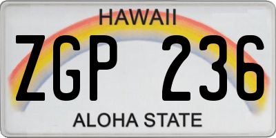 HI license plate ZGP236