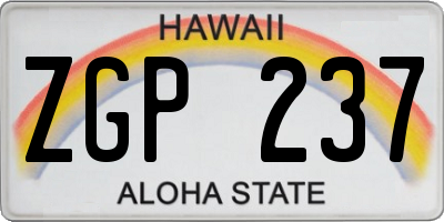 HI license plate ZGP237