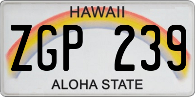 HI license plate ZGP239