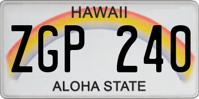 HI license plate ZGP240