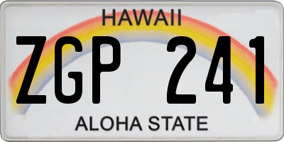 HI license plate ZGP241