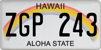 HI license plate ZGP243