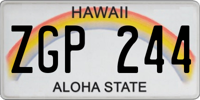 HI license plate ZGP244
