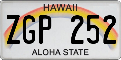 HI license plate ZGP252
