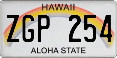 HI license plate ZGP254