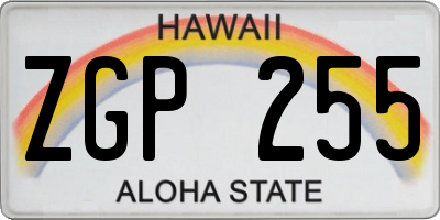 HI license plate ZGP255