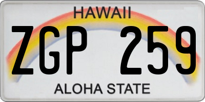 HI license plate ZGP259