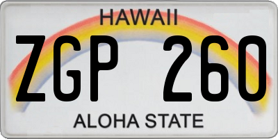 HI license plate ZGP260