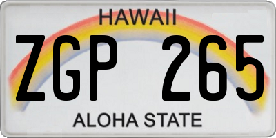 HI license plate ZGP265
