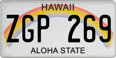 HI license plate ZGP269