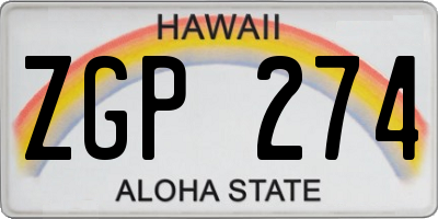 HI license plate ZGP274