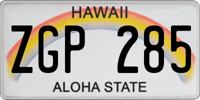 HI license plate ZGP285