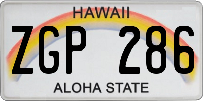HI license plate ZGP286