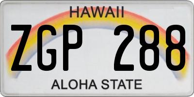 HI license plate ZGP288
