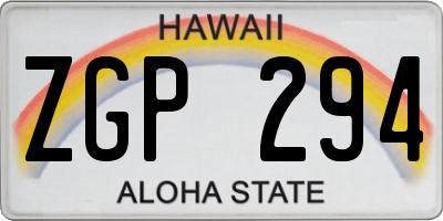 HI license plate ZGP294