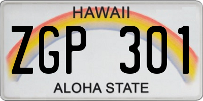 HI license plate ZGP301