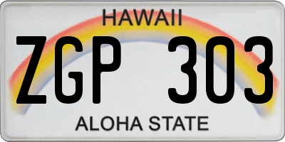 HI license plate ZGP303
