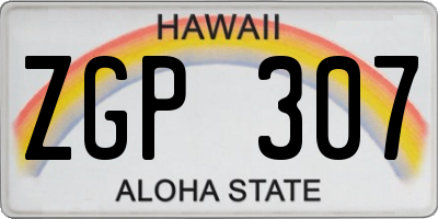HI license plate ZGP307