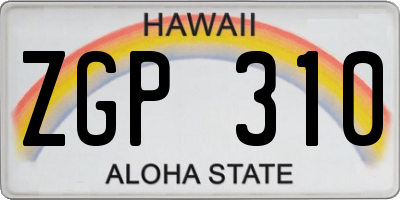 HI license plate ZGP310