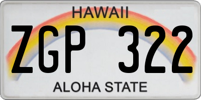 HI license plate ZGP322