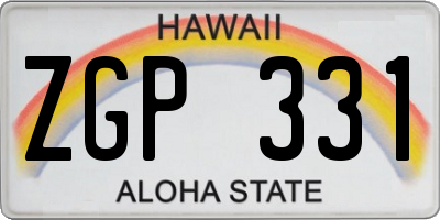 HI license plate ZGP331