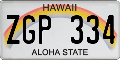 HI license plate ZGP334