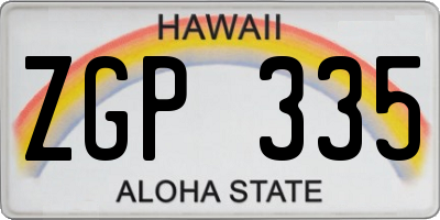 HI license plate ZGP335