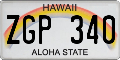 HI license plate ZGP340
