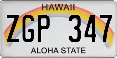 HI license plate ZGP347