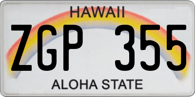 HI license plate ZGP355