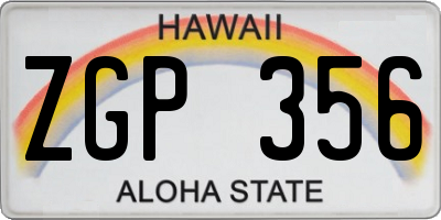 HI license plate ZGP356