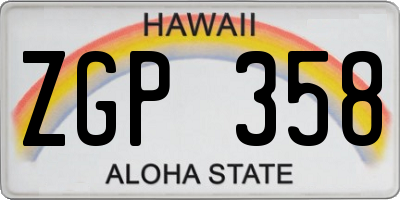 HI license plate ZGP358