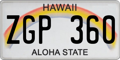 HI license plate ZGP360