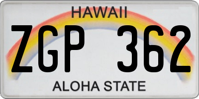 HI license plate ZGP362