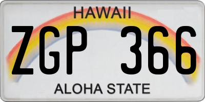 HI license plate ZGP366