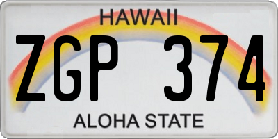 HI license plate ZGP374