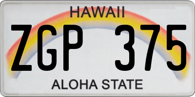 HI license plate ZGP375
