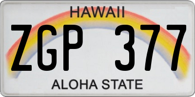 HI license plate ZGP377