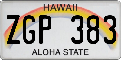 HI license plate ZGP383