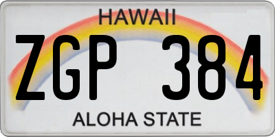 HI license plate ZGP384