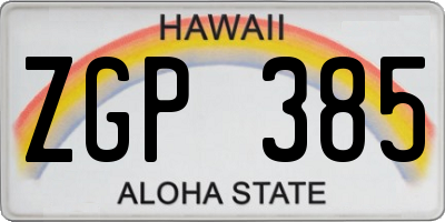 HI license plate ZGP385