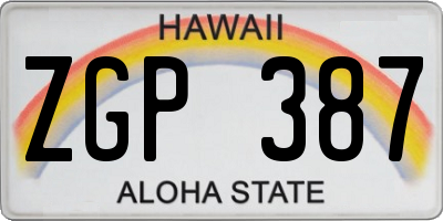 HI license plate ZGP387