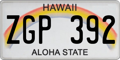 HI license plate ZGP392