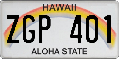 HI license plate ZGP401