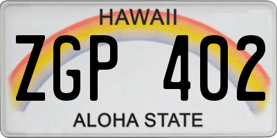 HI license plate ZGP402